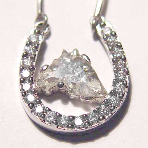 custom horse head cut diamond horseshoe necklace