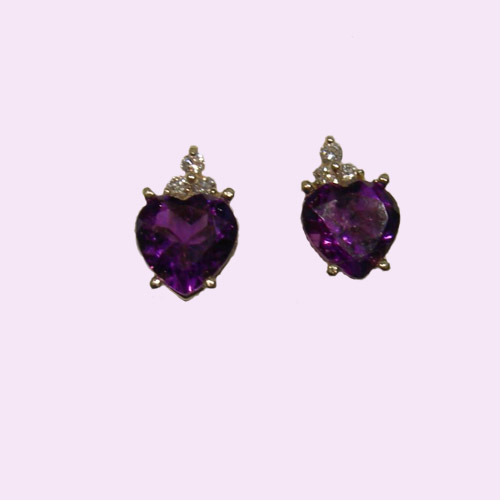 14 kt.y.g. amethyst and diamond earrings
