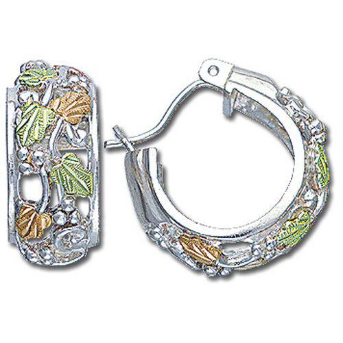 Landstrom's Black Hills Gold Sterling Silver huggie style hoop earrings