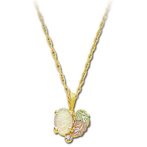 Landstrom's Black Hills Gold opal and leaf necklace