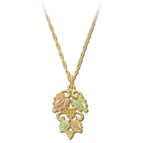 Landstrom's Black Hills Gold grape and leaf cluster necklace