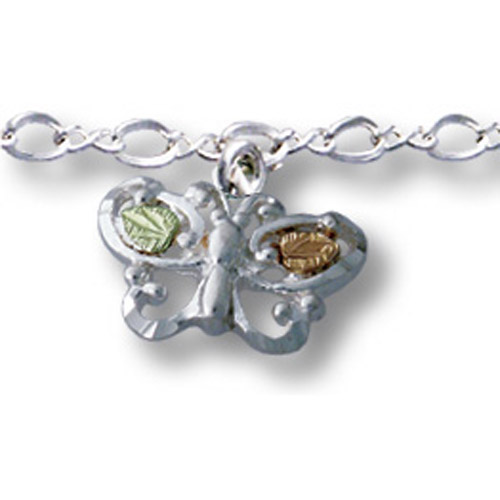 Landstrom's Black Hills Gold Sterling Silver butterfly ankle bracelet
