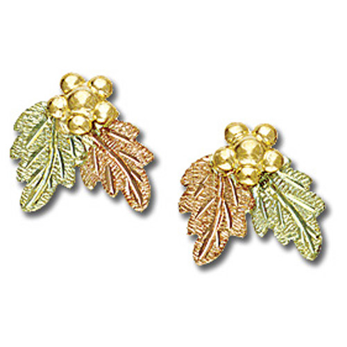 Landstrom's Black Hills Gold grape and leaf post earrings