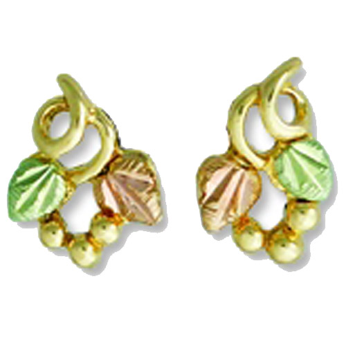 Landstrom's Black Hills Gold open grape and leaf earrings