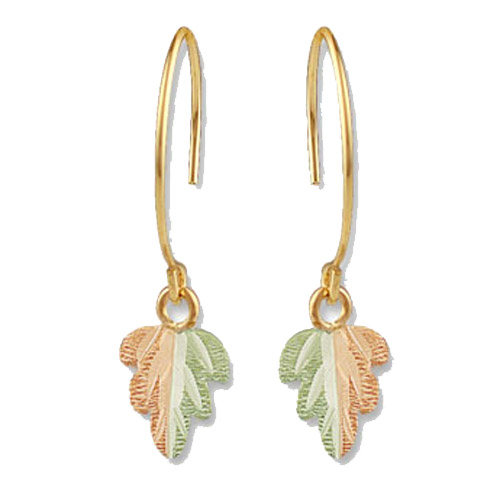 Landstrom's Black Hills Gold leaf dangle earrings