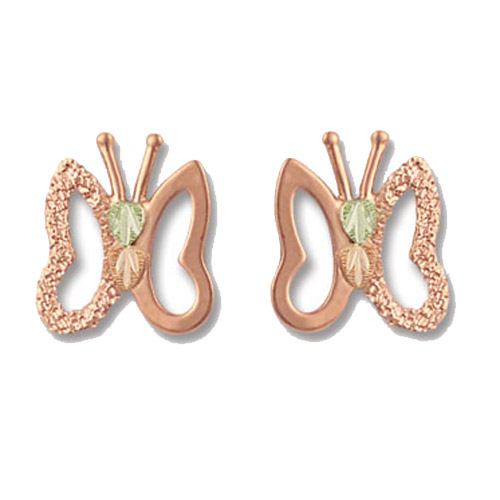 Landstrom's Black Hills Gold rose gold butterfly earrings