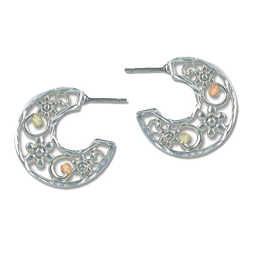 Landstrom's Black Hills Gold Sterling Silver half-hoop earrings