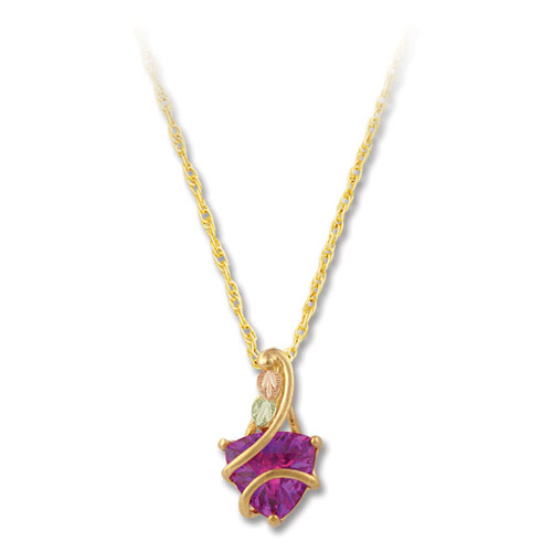 Landstrom's Black Hills Gold purple trilliant cut Cubic Zirconia necklace