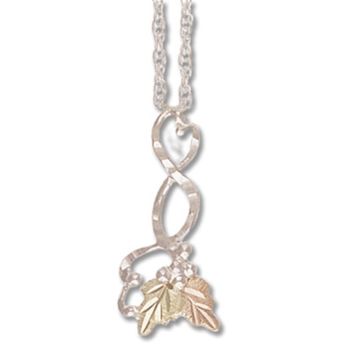 Landstrom's Black Hills Gold Sterling Silver grape and leaf necklace