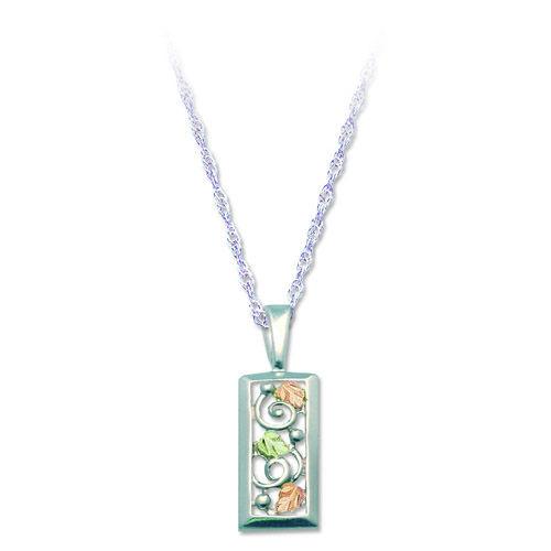 Landstrom's Black Hills Gold Sterling Silver rectangular grape and leaf nec