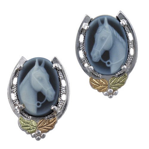 Landstrom's Black Hills Gold Sterling Silver Cameo earrings