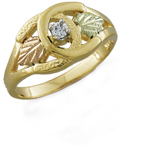 Landstrom's Black Hills Gold double horseshoe diamond ring