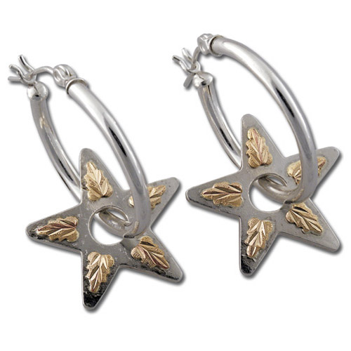 Landstrom's Black Hills Gold Sterling Silver dangle star earrings