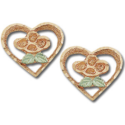 Landstrom's Black Hills Gold Rose Gold heart and flower earrings