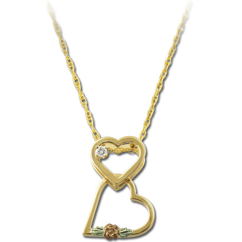 Landstrom's Black Hills Gold double heart diamond necklace