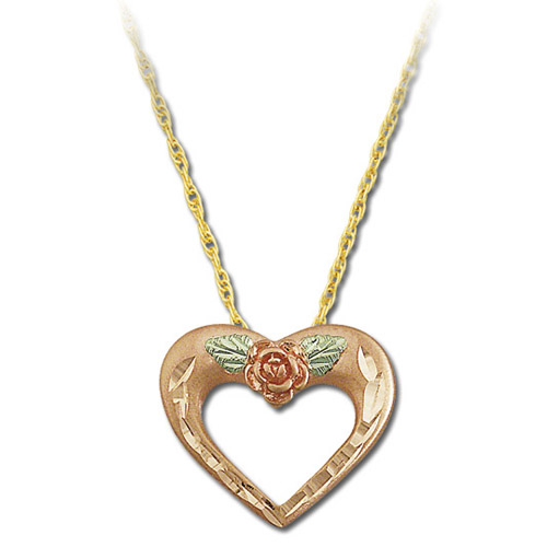 Landstrom's Black Hills Gold rose gold heart necklace