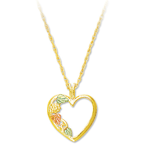 Landstrom's Black Hills Gold leaf and heart necklace