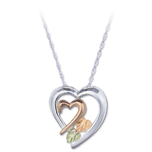 Landstrom's Black Hills Gold Sterling Silver and rose gold heart necklace