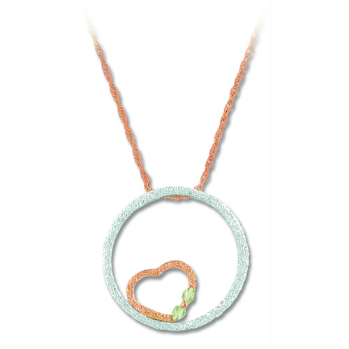 Landstrom's Black Hills Gold heart inside circle necklace
