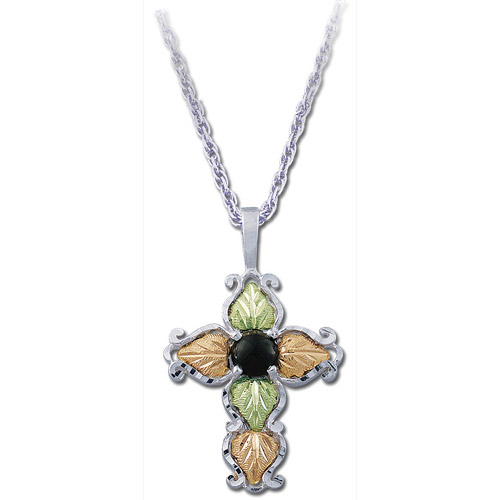 Landstrom's Black Hills Gold Sterling Silver Black Onyx cross necklace
