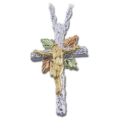 Landstrom's Black Hills Gold Sterling Silver crucifix necklace