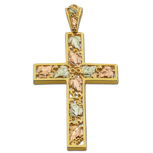 Landstrom's Black Hills Gold leaf cross necklace
