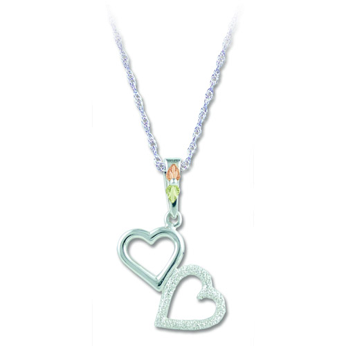 Landstrom's Black Hills Gold Sterling Silver double heart necklace