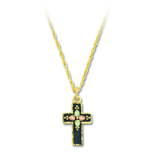 Landstrom's Black Hills Gold antiqued cross necklace