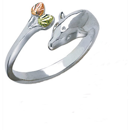Landstrom's Black Hills Gold Sterling Silver dolphin ring