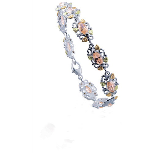 Landstrom's Black Hills Gold Sterling Silver pink cubic zirconia bracelet