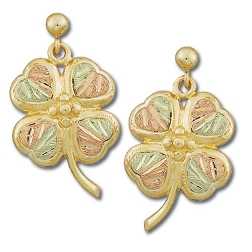 Landstrom's Black Hills Gold Four Leaf Clover earrings