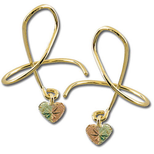 Landstrom's Black Hills Gold spiral heart earrings
