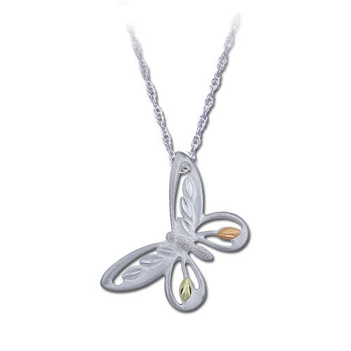 Landstrom's Black Hills Gold Sterling Silver butterfly necklace