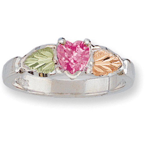 Landstrom's Black Hills Gold Sterling Silver heart shaped C. Z. ring
