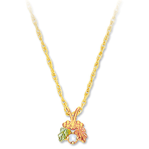Landstrom's Black Hills Gold pearl and leaf necklace