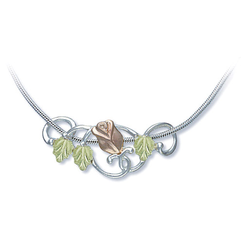 Landstrom's Black Hills Gold Sterling Silver rose necklace
