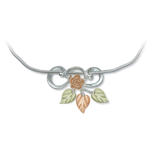 Landstrom's Black Hills Gold Sterling Silver rose necklace