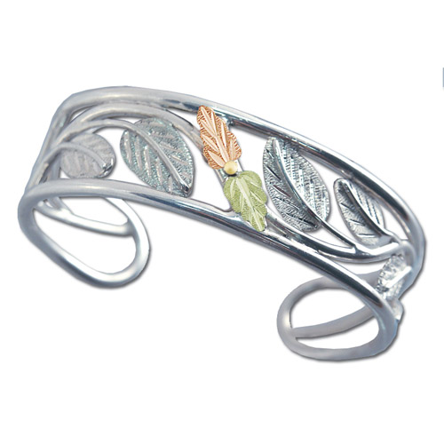 Landstrom's Black Hills Gold Sterling Silver leaf cuff bracelet