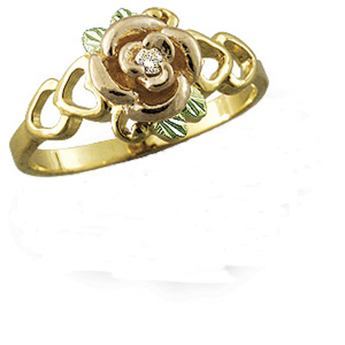 Landstrom's Black Hills Gold rose and diamond ring