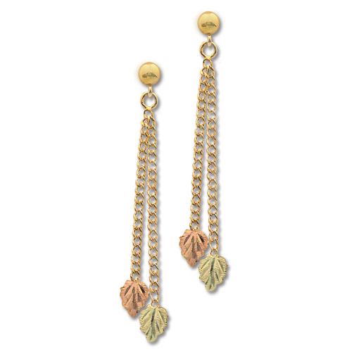 Landstrom's Black Hills Gold leaf dangle earrings