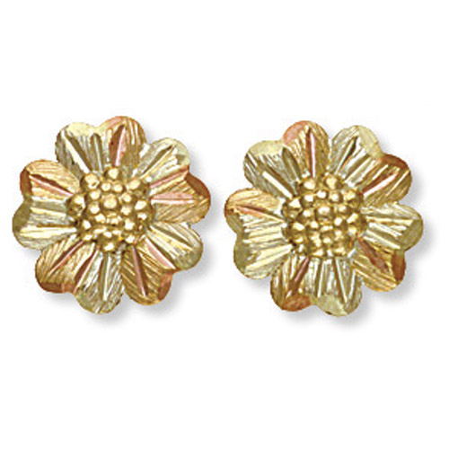 Landstrom's Black Hills Gold grape and leaf flower earrings