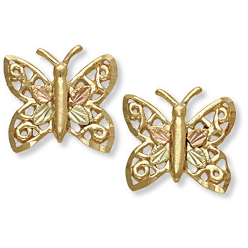 Landstrom's Black Hills Gold filigree butterfly earrings