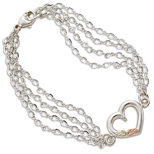 Landstroms Black Hills Gold Sterling Silver heart link bracelet
