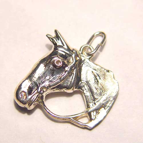 Sterling Silver horse head in bridle charm/pendant