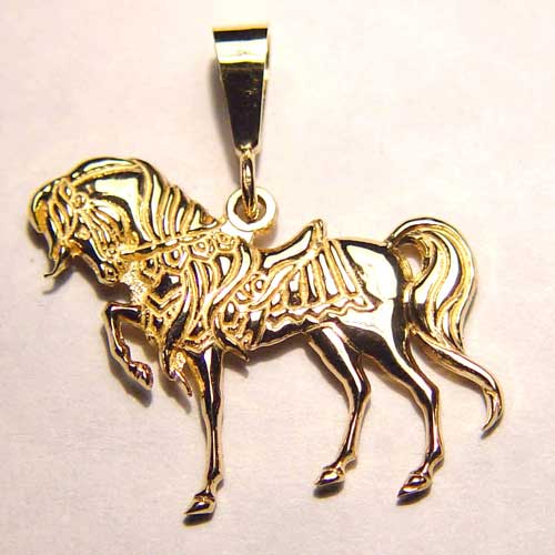gold 3D prancing charger pendant