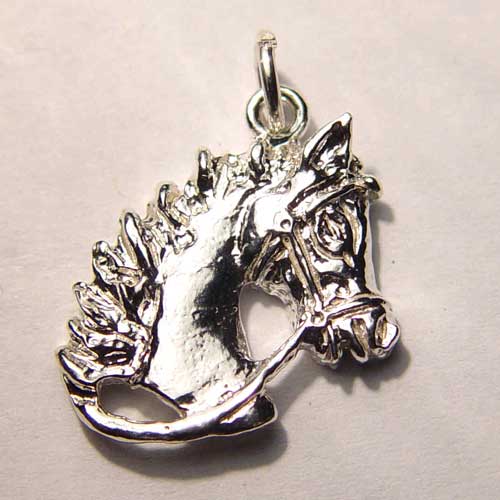 Sterling Silver horse head in bridle charm/pendant