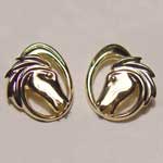 14 kt. y.g. open modern horsehead pierced earrings