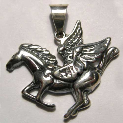 Sterling Silver galloping Pegasus charm/pendant