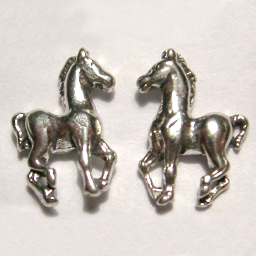 Sterling Silver small trotting colt post earrings