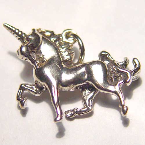Sterling SIlver 3D small prancing unicorn charm/pendant